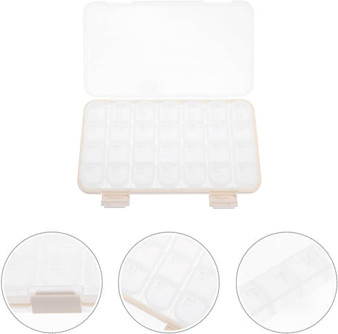 Ipetboom 7-Day 28 Portable Weekly Pill Organizer Case Compartments Small Medicine Storage Box with Sealing Lid