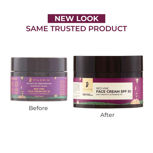 Pilgrim Red Vine Face Cream SPF 30, Anti Aging Facial Moisturizer Sunscreen, Infused with Vitamin C & Rosehip Oil, 1.76