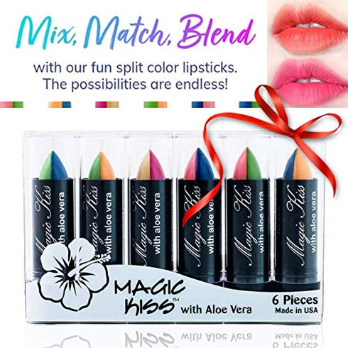 Pack of 6 Magic Kiss Color Changing Matte Lipstick Set, Long Lasting Moisturizer with Aloe Vera
