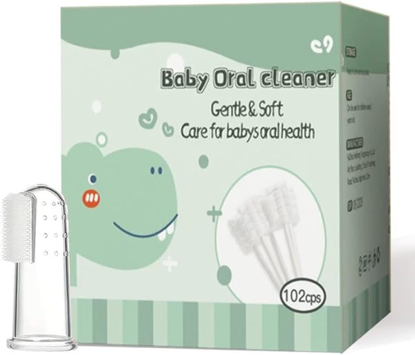 Baby Oral Cleaner Tongue Cleaner for Newborns 0-3 Months, 102Pcs + 1 Finger Toothbrush with Cases