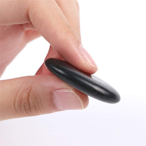 AKOAK 10 Pcs Natural Heat Retention Basalt Hot Stones for Spa and Massage Therapy, 1.18 Inch x 1.57 Inch