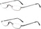 Half Frame Reading Glasses, 2 Pairs Half Metal Moon Readers for Women and Men, 2.00 Magnification