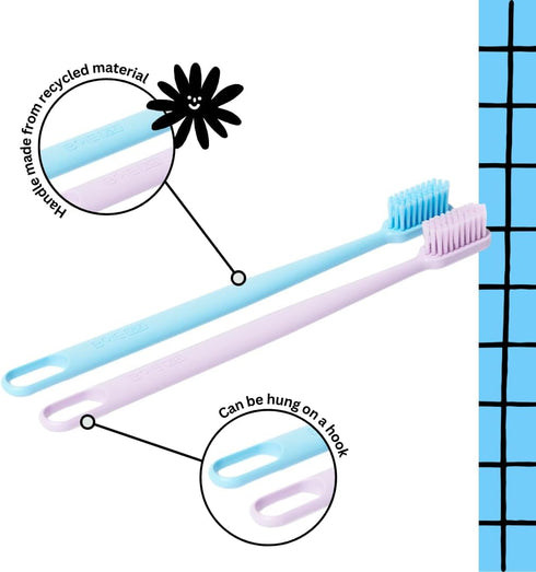 Pack 2 100% 2-Pack Boie USA Extra Soft Toothbrush of - with Recycled Handles - Gentle on Sensitive Teeth and Gums, Made
