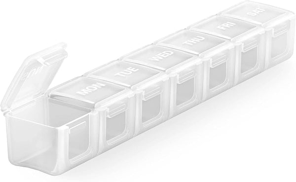 Sukuos Extra Large Weekly Pill Organizer - 7 Day Daily Pill Box Case for Arthritis with Clear Lid for Vitamins (White)