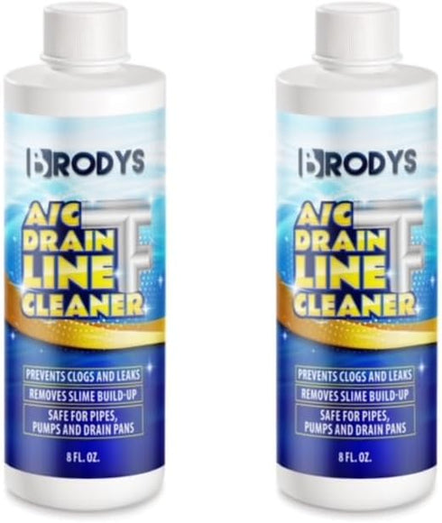 Brodys A/C HVAC Drain Line Cleaner, 8oz Bottle, 2 Pack for Home, Office, and Commercial Use