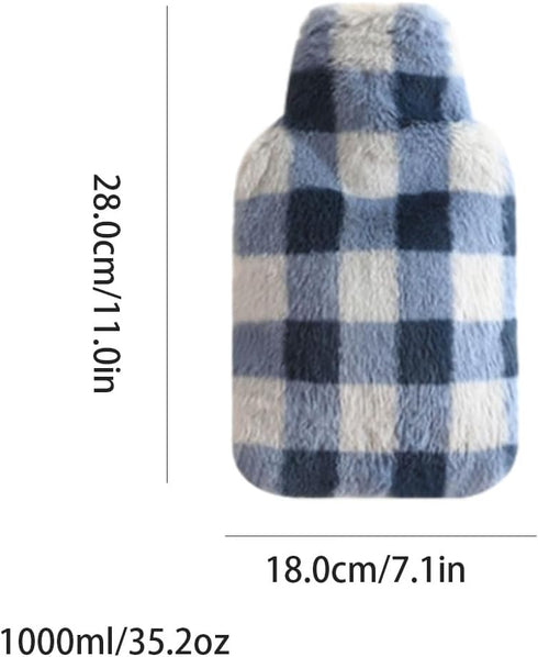 PEKJI 1L Large Plush hot Water Bottle Warm Water Bottle for hot Compress Belly Warmer hot Water Bag with Cover Hand