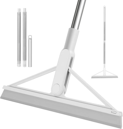 Magic Squeegee Broom for Floor Cleaning, Multifunction Rubber Broom with 41" Adjustable Handle for Pet Hair