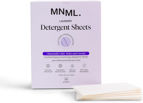 MNML Chamomile Calm Laundry Detergent Sheets designed for Sleep & Calm, Eco-Friendly