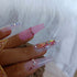 Pink Press On Nails - Luxury Fake Nails with Powder Sequins Art, Acrylic False Tips for Women and Girls
