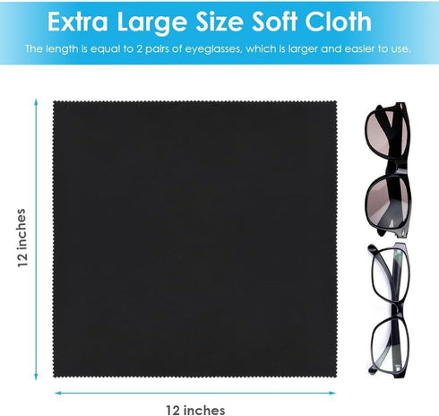LZUPIKC 6PCS 12 x12 inches (6pcs) Large Eyeglass Cleaning Cloths, Glasses Cleaner, Individually Wrapped, Premium