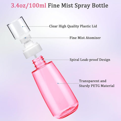 Cosywell Fine Mist Spray Bottle, 3.4oz Empty Cosmetic Refillable Travel Container for Skincare