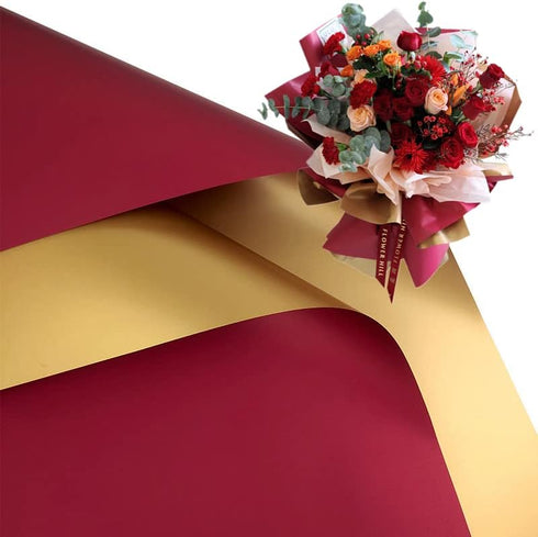 XICHEN 20 Counts Florist Bouquet Supplies, Double-Sided Wrapping Paper, Pearl Film and Flow Golden, 22.8 x 22.8 Inch