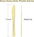 100 Count Heavy Duty Gold Plastic Knives Disposable, BPA-Free, Heat Resistant, Solid and Durable Gold Knives Disposable, Premium Plastic Gold Disposable Knives for Party Supply by Dealusy