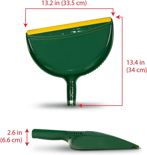 Pine-Sol Jumbo Dustpan, 13.2” Heavy Duty Dust Pan with Rubber Edge, Clip-On Design Attaches to Standard Broom Sticks
