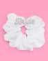 xo, Fetti Ivory XL Bride Rhinestone Scrunchie - Satin Hair Tie, Bachelorette Party Accessory, Bridal Shower Favor