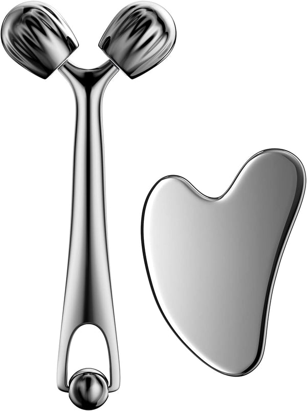 DANGSHAN Gua Sha Facial Tools & Face Roller Set, Face Massager, Lymphatic