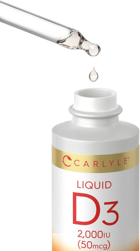 Carlyle Liquid Vitamin D3 2000 IU | 2 oz | Vegetarian, Non-GMO, Gluten Free Formula | Vitamin D Liquid Drops