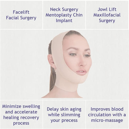 Slimmer, Post Surgical Chin Strap Bandage for Women - Neck and Chin Compression Garment Wrap - Face Jowl Tightening (L)