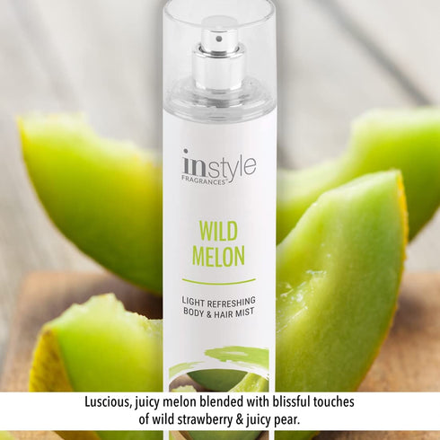 Instyle Fragrances Body & Hair Mist - Wild Melon Scent, 8 Fl Oz Spray Bottle