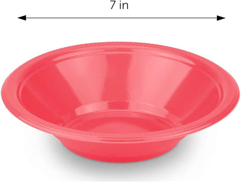 DecorRack 24 Small Plastic Bowls, 7 inch Disposable Popcorn, Soup, and Salad Bowls, Kids Birthday and Holiday Party Supplies, Fruit Snack Serving Bowl 12 oz, Fuchsia (Pack of 24) by DecorRack