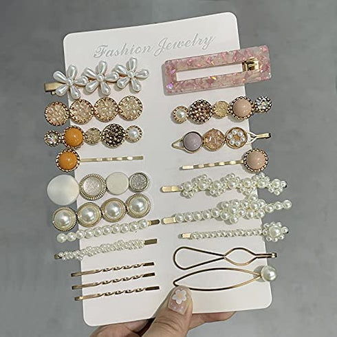 Mehayi 20 PCS Pearls Hair Clips Fashion Korean Style Acrylic Resin Hairpins for Women and Girls Headwear Accessories