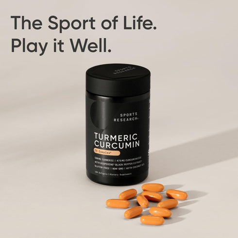 Sports Research Turmeric Curcumin C3 Complex, Softgels with Bioperine Black Pepper Extract & Organic Coconut Oil, 60
