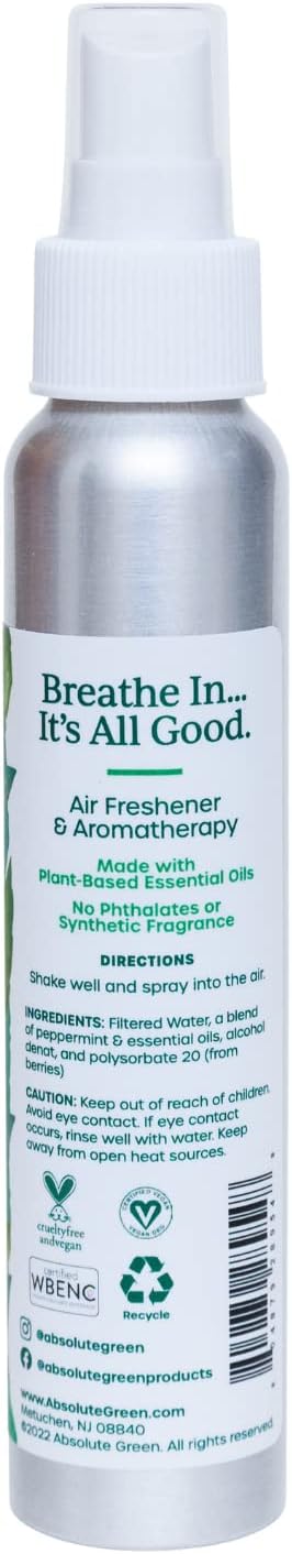 100% Natural Air Freshener Room Spray, PEPPERMINT, Non-Toxic, Safe Around Home, Food, Kids, Pets, Odor Eliminator,
