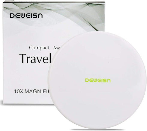 deweisn Magnifying Compact Cosmetic Mirror, Elegant Pocket Makeup Mirror with 10x Magnification and 1x True View
