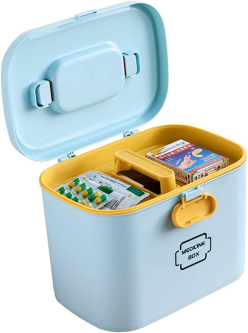 Multi-Functional First Aid Box with Emergency Handle Home Medicine Storage Organizer Compact