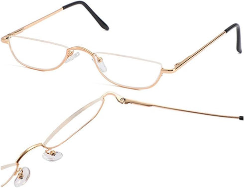 Half Frame Reading Glasses - Half Moon Readers with Spring Hinge for Men and Women