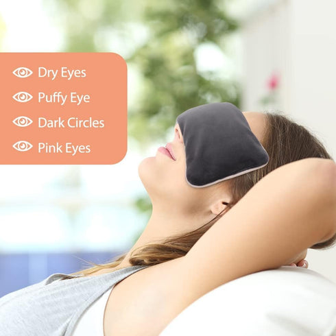 Unscented Weighted Eye Pillow for Yoga, Microwavable Moist Heat Eye Compress Mask for Relaxation and Migraine Relief