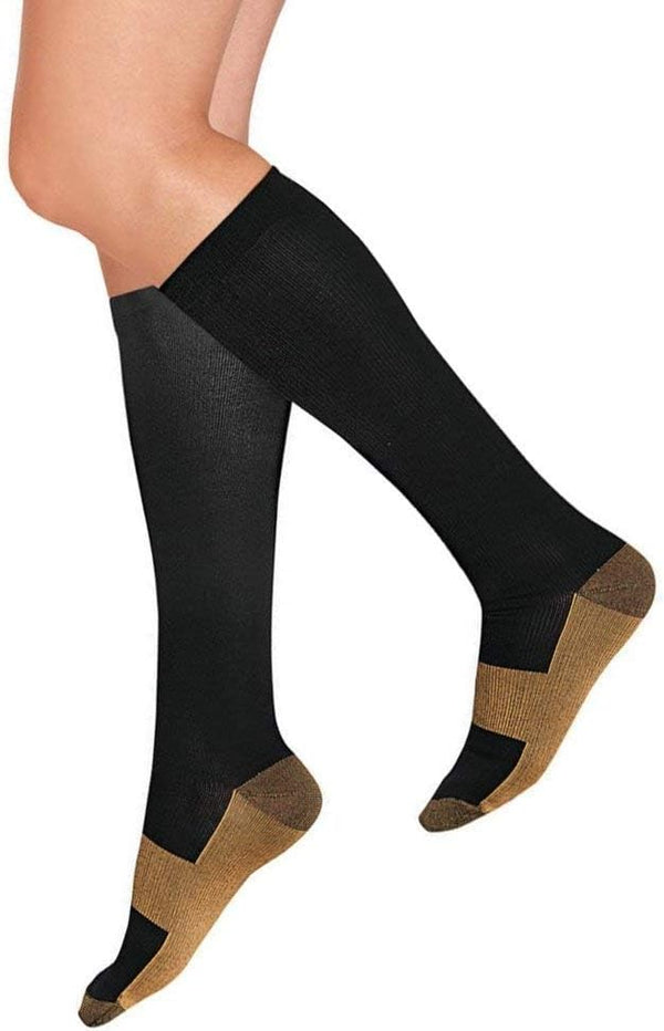 Medex Lab Inc Compression Copper Socks (1 Pair) Calves High Below Knee For Sport Medical
