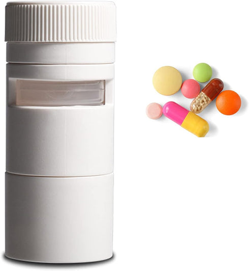 Lohat Weekly Pill Organizer, AM PM Grindable Pill Box with 7 Detachable Pill