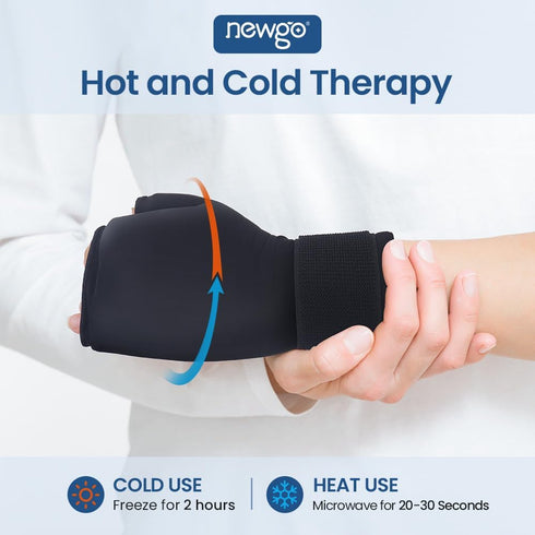 NEWGO Hand Ice Pack Gloves - Gel Cold Therapy for Hand Arthritis, Wrist Ice Pack for Tendinitis, Carpal Tunnel (Black)