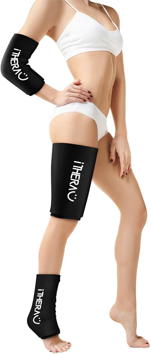 iTHERAU Cold & Hot Therapy Compression Sleeve Gel Ice Pack for Elbow, Calf, Ankle, Knee Pain Relief, Tendonitis (Black,