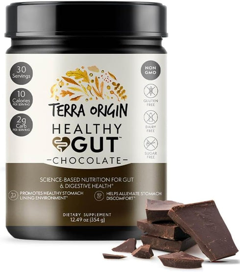 TERRA ORIGIN Healthy Gut Chocolate - 30 Servings with L-Glutamine, Zinc, Glucosamine, and More!