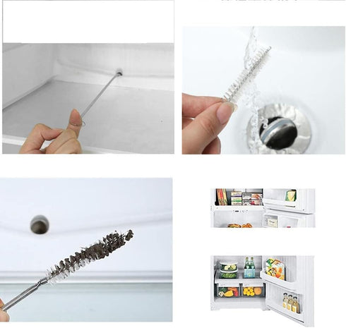60 Inch Flexible Tube Pipe Cleaner Brush for Fridge Cleaning, Stainless Steel Drain Tube Cleaning Brushes (2 Pack)