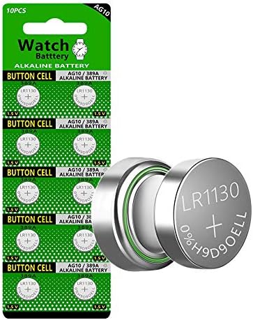 Cotchear 10pcs AG10 Alkaline Battery 1.5V 189 389 LR1130 LR54 V10GA Button Coin Cell Batteries