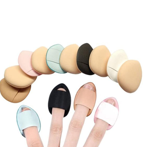 10 Pack Finger Powder Puff with Holder Strap, Mini Fingertip Makeup Sponge Pad for Liquid Foundation and Cream