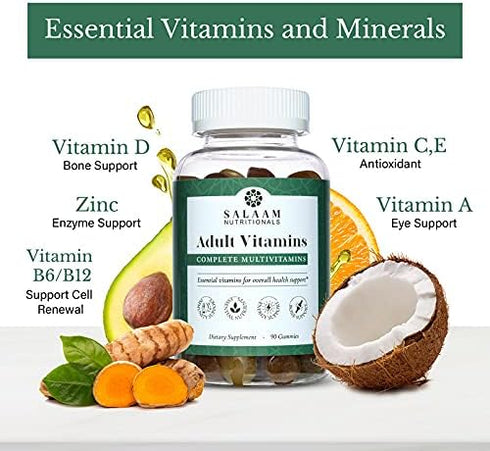 Salaam Nutritionals Adult Multivitamins, Vitamin Gummies for Women and Men, 90 Count, 2 Packs