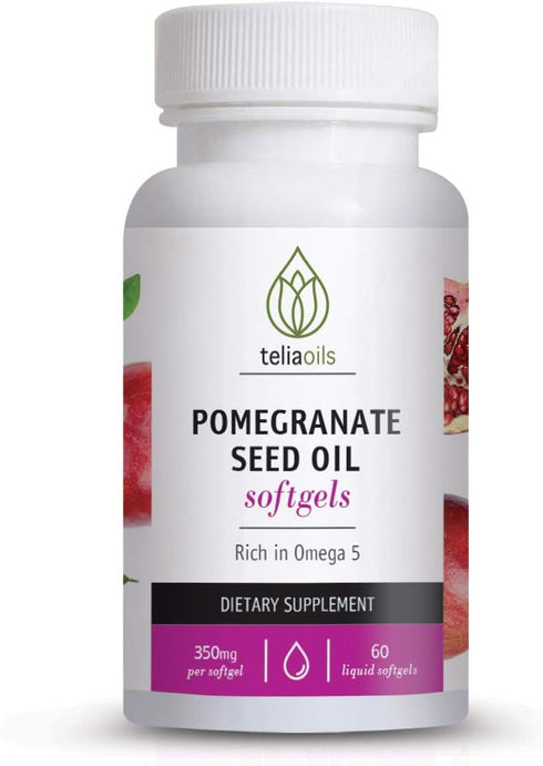 Pomegranate Seed Oil Liquid Softgels (60 Count) - Rich in Omega 5 for Antioxidant Support & Body Defense