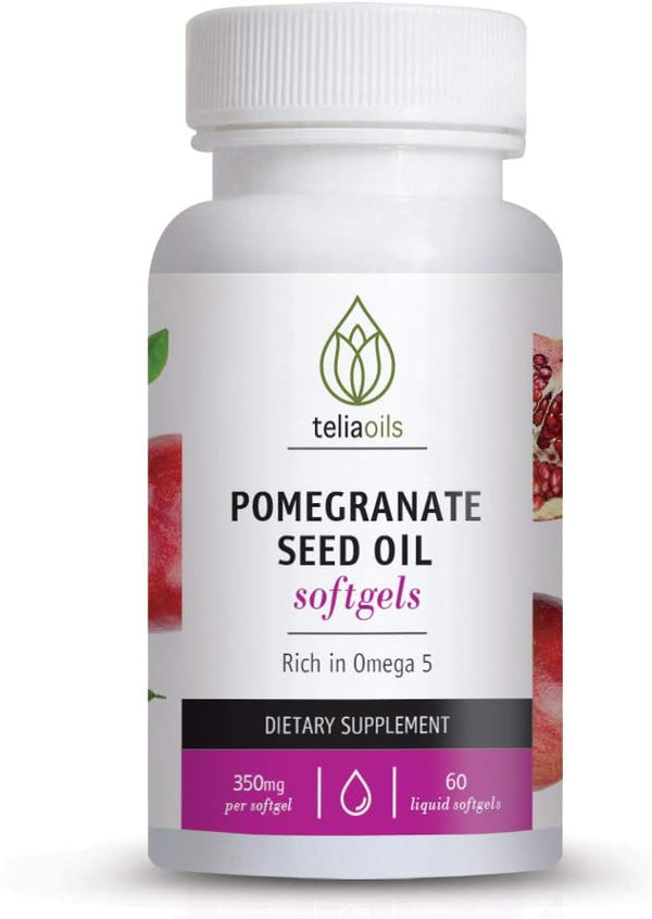 Pomegranate Seed Oil Liquid Softgels (60 Count) - Rich in Omega 5 for Antioxidant Support & Body Defense