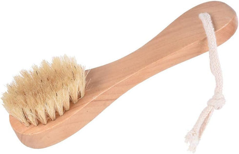 Natural Bristles Wooden Face Cleaning Brush, Wood Handle Facial Cleanser, Exfoliating Skin Care Pack of 2