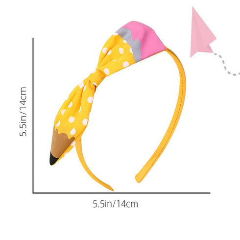 Headband for Girls, Back to School Bow Hair Band, Teacher Headband, Pencil Girl Headband, School Accessories TSFG21