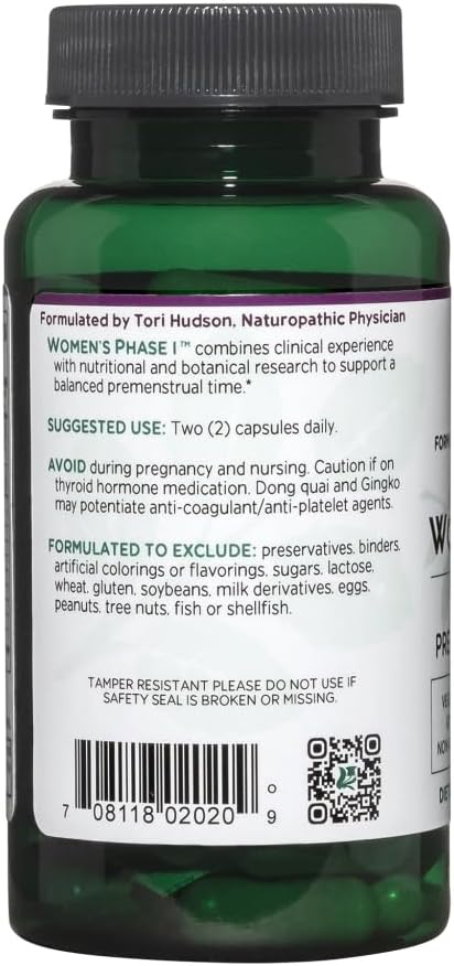 Vitanica Women's Phase I Premenstrual Support, Vegan, 60 Capsules
