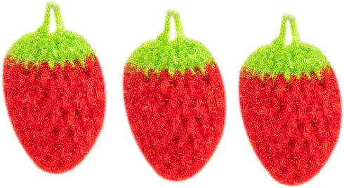 UPKOCH 3Pcs Fun Strawberry Shape Dish Scrubber - Super Soft Absorbent Dish Sponges for Washing Dishes