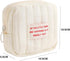 Small Makeup Bag - Quilted Travel Cosmetic Organizer in White Square Pouch with Zipper, Cute Toiletry Bag for Women