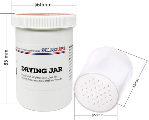 Hearing Aids Drying Kit, Includes Drying Jar and Two Drying Capsules (60 * 85mm)