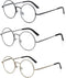 Metal Frame Round Reading Glasses with Spring Hinge (Black, Silver and Gunmetal)