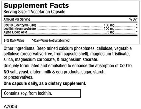 Mt. Angel Vitamins CoQ10 100mg Plus Alpha Lipoic Acid, Superior Absorption Natural Supplement Form of Coenzyme Q10, with ALA, 30 Vegetarian Capsules